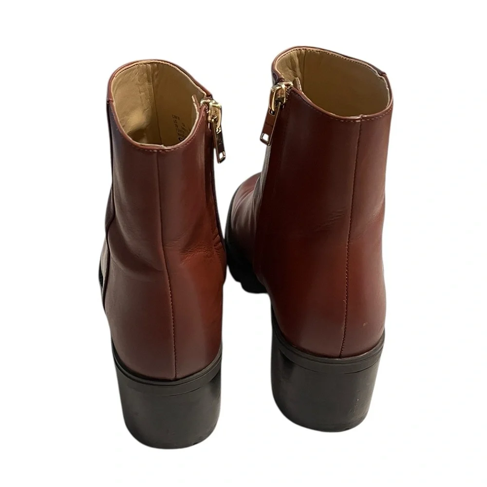 Coach Chrissy Lug Sole Booties Ankle Boots Red Mocha Size 7 - Picture 5 of 12